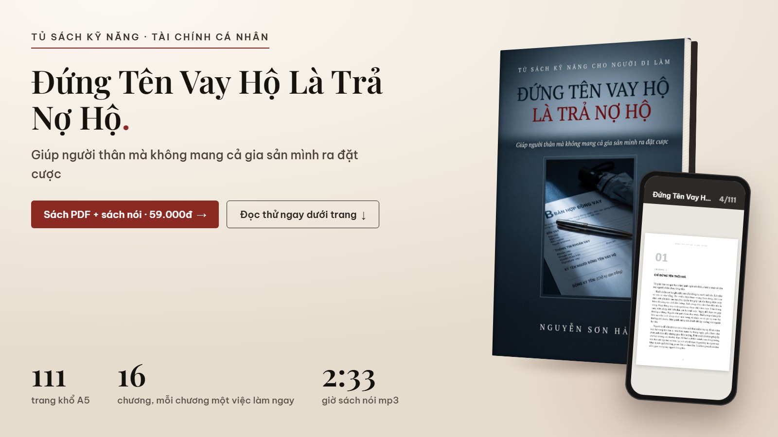 Đứng Tên Vay Hộ Là Trả Nợ Hộ: sách PDF 111 trang và sách nói 16 chương