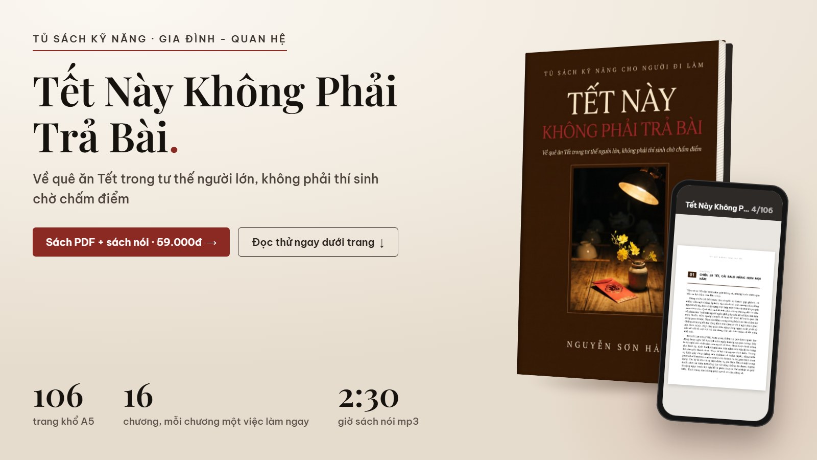 Tết Này Không Phải Trả Bài: sách PDF 106 trang và sách nói 16 chương